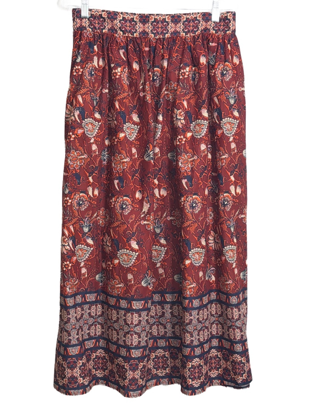 Elie Tahari Red Floral Border-Print Maxi Skirt - Picture 7 of 8